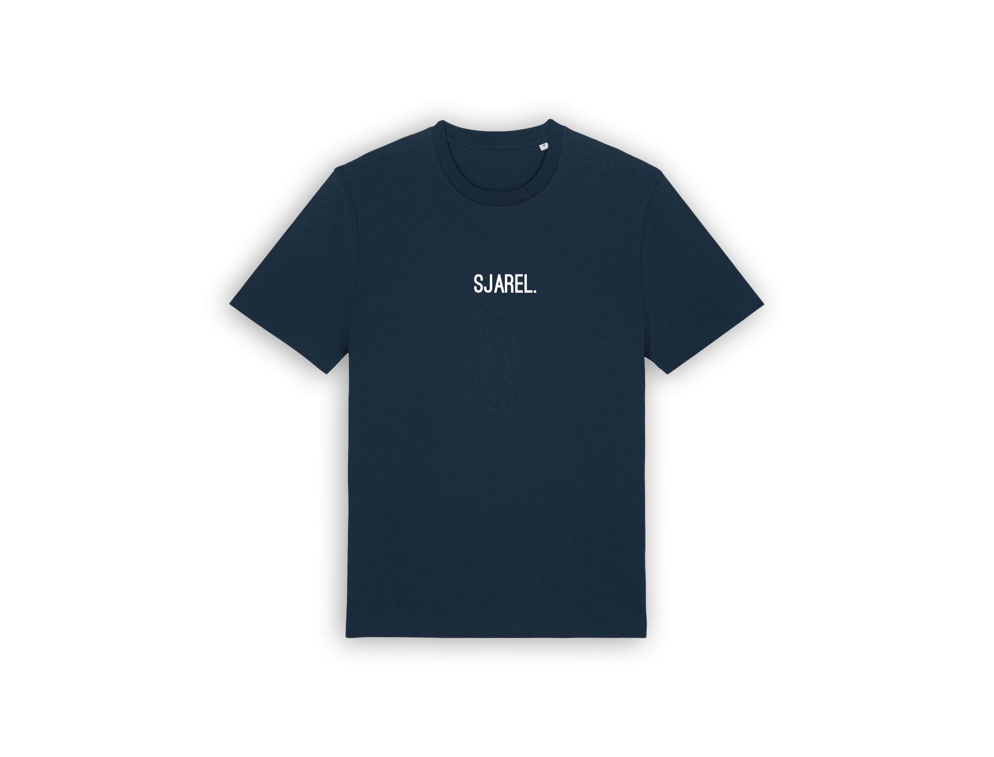 Donkerblauwe T-shirt met opdruk SJAREL.