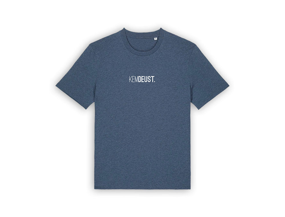 Blauwe T-shirt met opdruk KEMDEUST.